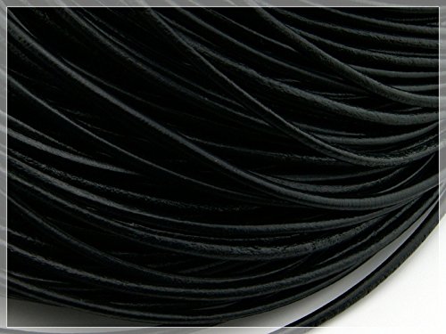 2 m echtes Lederband schwarz 3 mm von Vintageparts, DIY-Schmuck von Vintageparts FACHHANDEL FÜR SCHMUCKZUBEHÖR