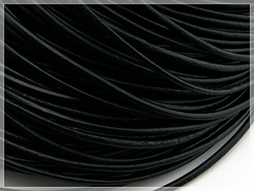 Vintageparts 2 m echtes Lederband schwarz 3 mm, DIY-Schmuck von Vintageparts FACHHANDEL FÜR SCHMUCKZUBEHÖR