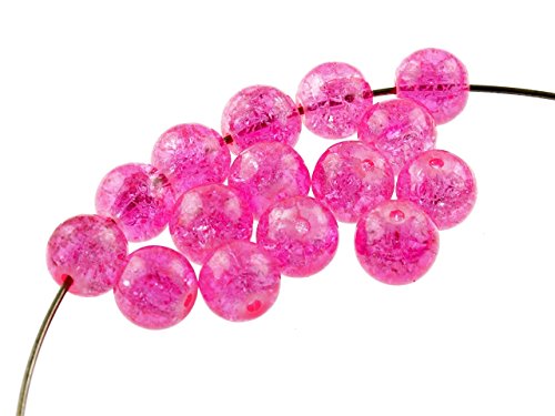 20 Crackle Glasperlen in pink, 10 mm von Vintageparts, DIY-Schmuck von Vintageparts FACHHANDEL FÜR SCHMUCKZUBEHÖR
