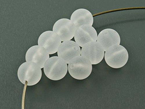 Vintageparts 20 gefrostete Acrylperlen in weiß, 10 mm, DIY-Schmuck von Vintageparts FACHHANDEL FÜR SCHMUCKZUBEHÖR
