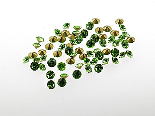 Vintageparts 30 Strasssteine in grün, 3 mm, DIY-Schmuck von Vintageparts FACHHANDEL FÜR SCHMUCKZUBEHÖR