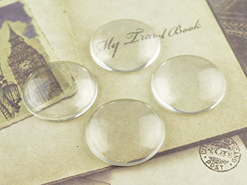 Vintageparts 4 Cabochon 25 mm Glas klar, DIY-Schmuck von Vintageparts FACHHANDEL FÜR SCHMUCKZUBEHÖR