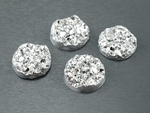 4 Cabochons Eiskristalle in Silber, 12 mm von Vintageparts, DIY-Schmuck von Vintageparts FACHHANDEL FÜR SCHMUCKZUBEHÖR