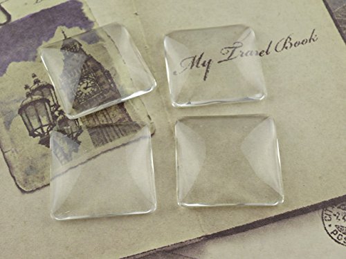 4 quadratische Cabochons Glas klar, 25 mm von Vintageparts, DIY-Schmuck von Vintageparts FACHHANDEL FÜR SCHMUCKZUBEHÖR