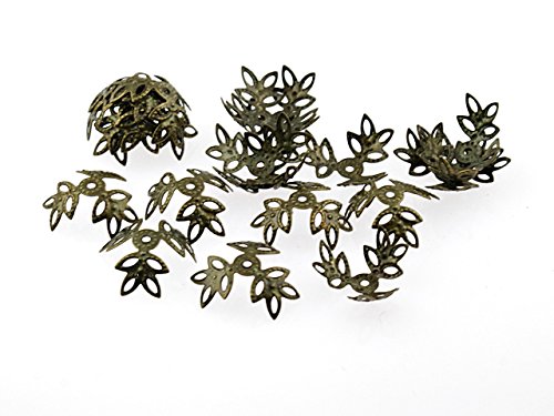 50 Filigrane Perlkappen AST in antik Bronze, 13 mm von Vintageparts, DIY-Schmuck von Vintageparts FACHHANDEL FÜR SCHMUCKZUBEHÖR