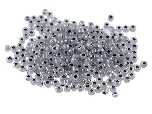 Vintageparts 500 Rocailles Perlen in Silbergrau, 3 mm, DIY-Schmuck von Vintageparts FACHHANDEL FÜR SCHMUCKZUBEHÖR