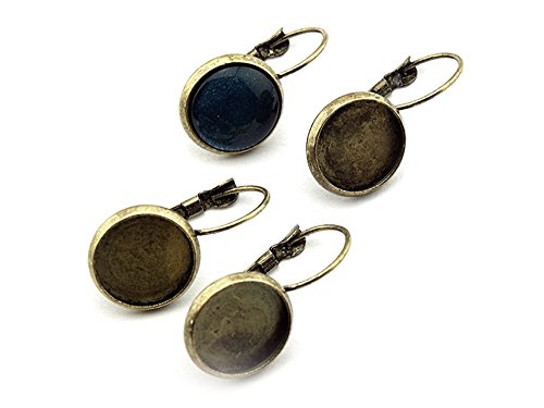 Vintageparts 6 Brisuren in antik Bronze für 12 mm Cabochon, DIY-Schmuck von Vintageparts FACHHANDEL FÜR SCHMUCKZUBEHÖR