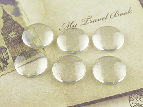 Vintageparts 6 Cabochon Glas klar, 16 mm, DIY-Schmuck von Vintageparts FACHHANDEL FÜR SCHMUCKZUBEHÖR