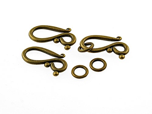 6 Hakenverschlüsse in antik Bronze von Vintageparts FACHHANDEL FÜR SCHMUCKZUBEHÖR
