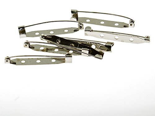 Vintageparts 10 Broschennadeln in Silber platiniert, 40 mm, DIY-Schmuck von Vintageparts FACHHANDEL FÜR SCHMUCKZUBEHÖR