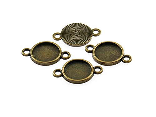 10 Fassungen als Verbinder für 10 mm Cabochons in Vintage Bronze von Vintageparts, DIY-Schmuck von Vintageparts FACHHANDEL FÜR SCHMUCKZUBEHÖR
