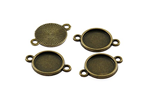 Vintageparts 10 Fassungen als Verbinder für 12 mm Cabochons in Vintage Bronze, DIY-Schmuck von Vintageparts