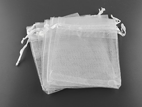 Vintageparts 10 Organzasäckchen in weiß, 10 x 8 cm, DIY-Schmuck von Vintageparts FACHHANDEL FÜR SCHMUCKZUBEHÖR