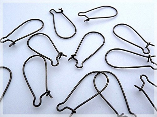 Vintageparts 10 Lange Ohrhaken in Vintage Bronze, DIY-Schmuck von Vintageparts FACHHANDEL FÜR SCHMUCKZUBEHÖR