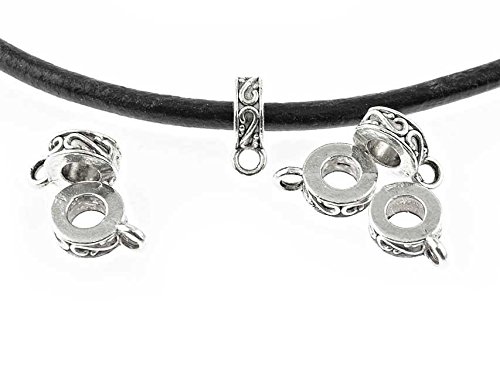 Vintageparts 10 verzierte Collierschlaufen für Bänder in antik silberfarben, DIY-Schmuck von Vintageparts FACHHANDEL FÜR SCHMUCKZUBEHÖR