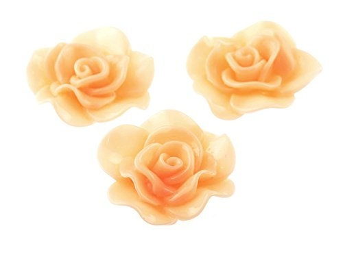 Vintageparts 2 große Cabochon als Rose in apricot, DIY-Schmuck von Vintageparts FACHHANDEL FÜR SCHMUCKZUBEHÖR