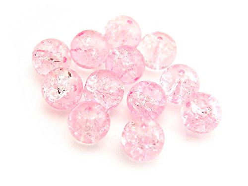 Vintageparts 20 Crackle Glasperle 10 mm rosa, DIY-Schmuck von Vintageparts FACHHANDEL FÜR SCHMUCKZUBEHÖR