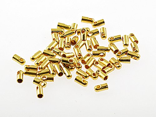 20 Endkappen für 1,5 mm Bänder in goldfarben von Vintageparts FACHHANDEL FÜR SCHMUCKZUBEHÖR