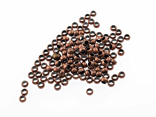 Vintageparts 200 Quetschperlen aus Messing in antik Kupfer, 2,5 mm, DIY-Schmuck von Vintageparts FACHHANDEL FÜR SCHMUCKZUBEHÖR
