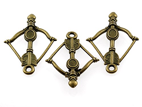 3 Anhänger "Armbrust" in vintage bronzefarben von Vintageparts FACHHANDEL FÜR SCHMUCKZUBEHÖR