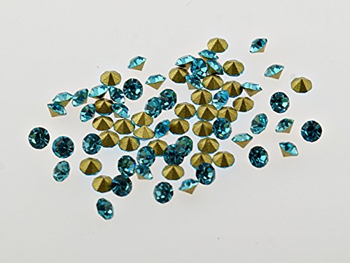 Vintageparts 30 Strasssteine in türkis, 3 mm, DIY-Schmuck von Vintageparts FACHHANDEL FÜR SCHMUCKZUBEHÖR
