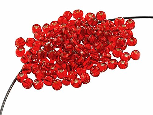 Vintageparts 300 Rocailles Perlen in rot, 4 mm, DIY-Schmuck von Vintageparts FACHHANDEL FÜR SCHMUCKZUBEHÖR