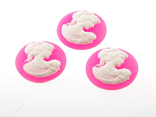 Vintageparts 4 Cabochon/Kamee in pink, 20 mm, DIY-Schmuck von Vintageparts FACHHANDEL FÜR SCHMUCKZUBEHÖR
