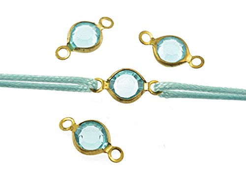 Vintageparts 4 Verbinder Aqua aus Messing in goldfarben, DIY-Schmuck von Vintageparts FACHHANDEL FÜR SCHMUCKZUBEHÖR