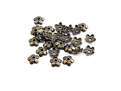 40 Perlenkappen in antik Bronze, 6 mm von Vintageparts, DIY-Schmuck von Vintageparts FACHHANDEL FÜR SCHMUCKZUBEHÖR