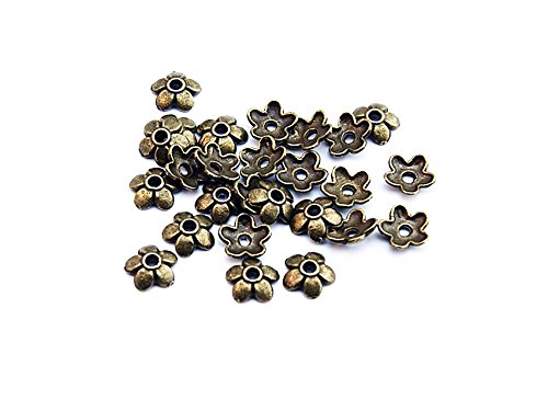 Vintageparts 40 Perlenkappen in antik Bronze, 6 mm, DIY-Schmuck von Vintageparts FACHHANDEL FÜR SCHMUCKZUBEHÖR