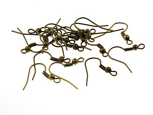 Vintageparts 50 Ohrhaken in antik Bronze, Fischerhaken mit Zwischenperle, DIY-Schmuck von Vintageparts FACHHANDEL FÜR SCHMUCKZUBEHÖR