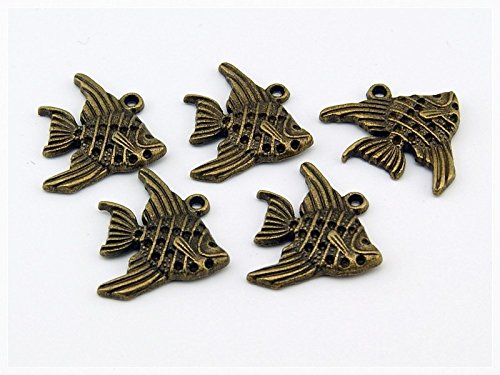 Vintageparts 6 Anhänger Fisch in Vintage Bronze, DIY-Schmuck von Vintageparts FACHHANDEL FÜR SCHMUCKZUBEHÖR