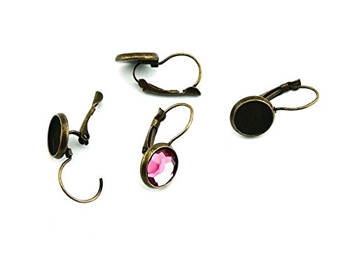 6 Brisuren in antik Bronze mit Fassung für 10 mm Cabochons von Vintageparts, DIY-Schmuck von Vintageparts FACHHANDEL FÜR SCHMUCKZUBEHÖR