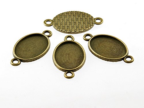 Vintageparts 6 ovale Fassungen als Verbinder für 13 x 18 mm Cabochons in antik Bronze, DIY-Schmuck von Vintageparts FACHHANDEL FÜR SCHMUCKZUBEHÖR