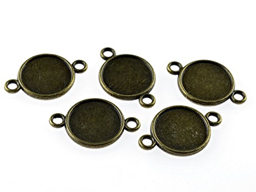 Vintageparts 8 Fassungen als Verbinder für 10 mm Cabochons in Vintage Bronze, beidseitig, DIY-Schmuck von Vintageparts