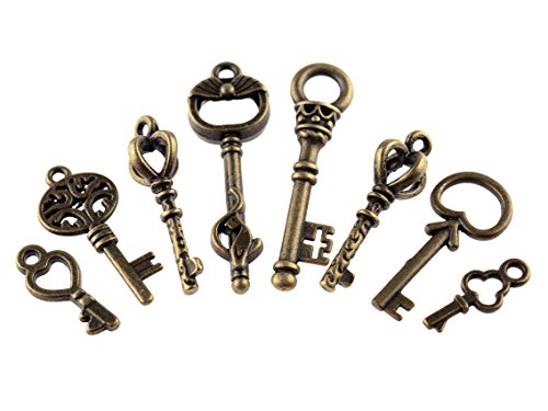 Vintageparts 8 unterschiedliche Schlüssel im Set als Anhänger in der Farbe antik Bronze Vintageparts 8 unterschiedliche Schlüssel im Set als Anhänger in der Farbe antik Bronze von Vintageparts FACHHANDEL FÜR SCHMUCKZUBEHÖR