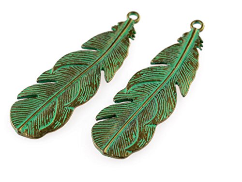 Vintageparts Anhänger als Feder in antik bronzefarben grün patiniert 2 Stück, DIY-Schmuck, Patina, Federanhänger Vintageparts Anhänger als Feder in antik bronzefarben grün patiniert 2 Stück, DIY-Schmuck, Patina, Federanhänger von Vintageparts FACHHANDEL FÜR SCHMUCKZUBEHÖR