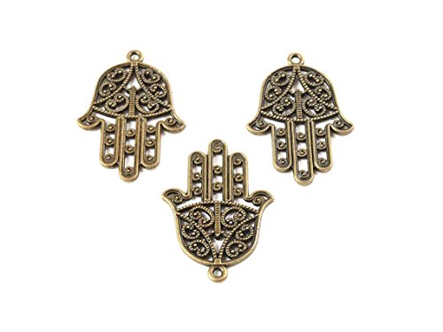 Anhänger als Hamsa Hand in antik bronzefarben 4 Stück von Vintageparts DIY-Schmuck Glücksbringer Schmuckanhänger Boho Look von Vintageparts FACHHANDEL FÜR SCHMUCKZUBEHÖR