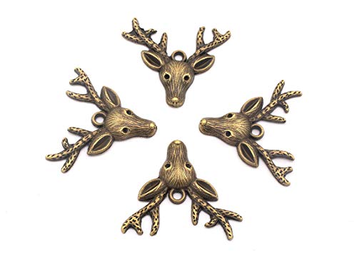 Anhänger als Hirschkopf in antik bronzefarben 4 Stück von Vintageparts DIY Schmuck von Vintageparts FACHHANDEL FÜR SCHMUCKZUBEHÖR