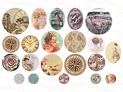 Vintageparts Bastelset Motivbogen für Cabochon Anhänger Sets von Vintageparts FACHHANDEL FÜR SCHMUCKZUBEHÖR