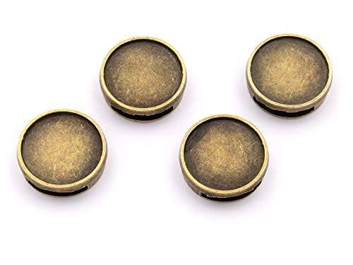 Vintageparts DIY Schiebeperlen in antik bronzefarben für 14 mm Cabochons 4 Stück zum Schmuck selber Machen von Vintageparts FACHHANDEL FÜR SCHMUCKZUBEHÖR