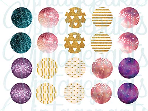 Vintageparts Motivbogen Glitter für 20mm Cabochons Schmuck selber Machen von Vintageparts FACHHANDEL FÜR SCHMUCKZUBEHÖR