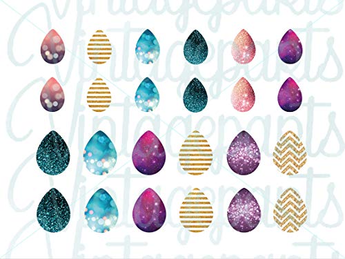 Vintageparts Motivbogen Glitter für Tropfen Cabochons Schmuck selber Machen von Vintageparts FACHHANDEL FÜR SCHMUCKZUBEHÖR