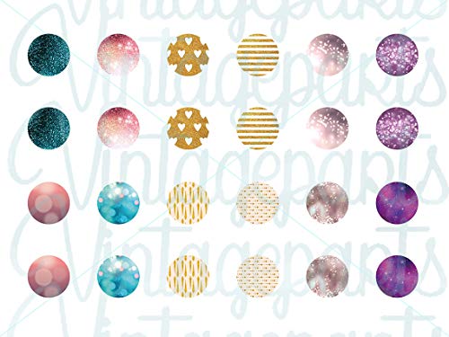 Vintageparts Motivbogen Glitter für runde 12mm Cabochons Schmuck selber Machen von Vintageparts FACHHANDEL FÜR SCHMUCKZUBEHÖR