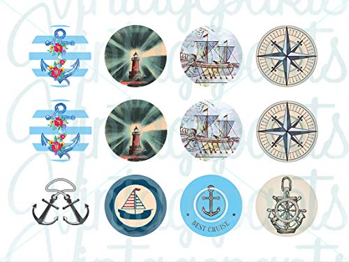 Vintageparts Motivbogen Nautic für 25mm Cabochons Schmuck selber Machen von Vintageparts FACHHANDEL FÜR SCHMUCKZUBEHÖR
