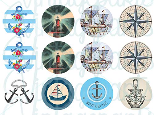 Vintageparts Motivbogen Nautic für 30mm Cabochons Schmuck selber Machen von Vintageparts FACHHANDEL FÜR SCHMUCKZUBEHÖR