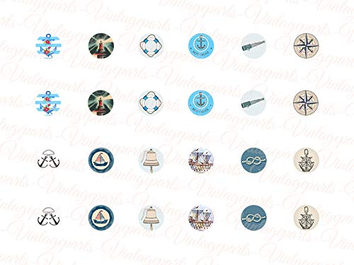 Motivbogen Nautic für runde 10mm Cabochons 1 Stück von Vintageparts DIY Schmuck von Vintageparts FACHHANDEL FÜR SCHMUCKZUBEHÖR