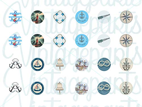 Vintageparts Motivbogen Nautic für runde 12mm Cabochons Schmuck selber Machen von Vintageparts FACHHANDEL FÜR SCHMUCKZUBEHÖR