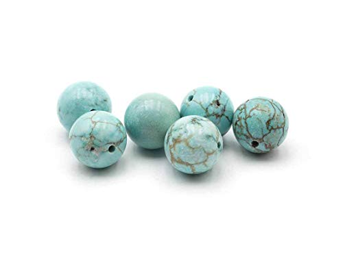Vintageparts Perlen aus synthetischem Türkis 10 mm 6 Stück Schmuck selber Machen Schmuckperlen Melierung von Vintageparts