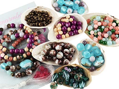 Vintageparts Set ELFI zum DIY Perlenarmband Set Bohostyle für Anfänger Perlenschmuck selber basteln von Vintageparts FACHHANDEL FÜR SCHMUCKZUBEHÖR
